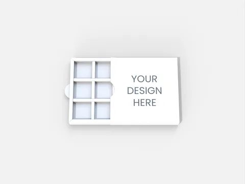 Reference view of lid-and-base chocolate boxes with dividers, style E60665.