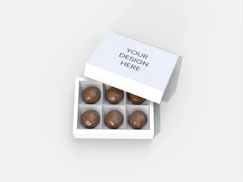 Reference view of lid-and-base chocolate boxes with dividers, style E60666.