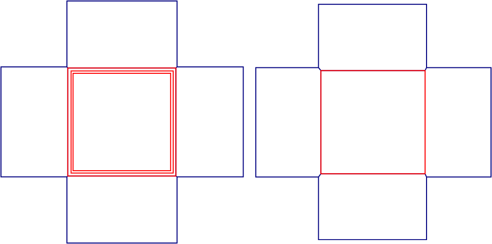 Flat dieline template for lid-and-base boxes, style E60671.