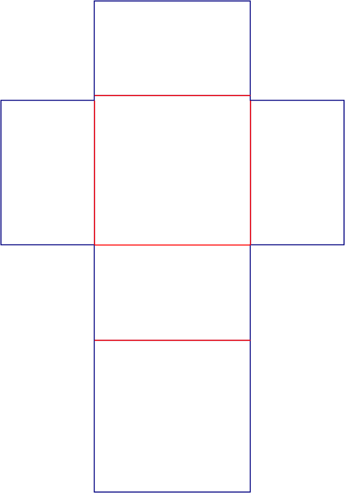 Flat dieline template for fold-over gift boxes with ribbon closures, style E60673.