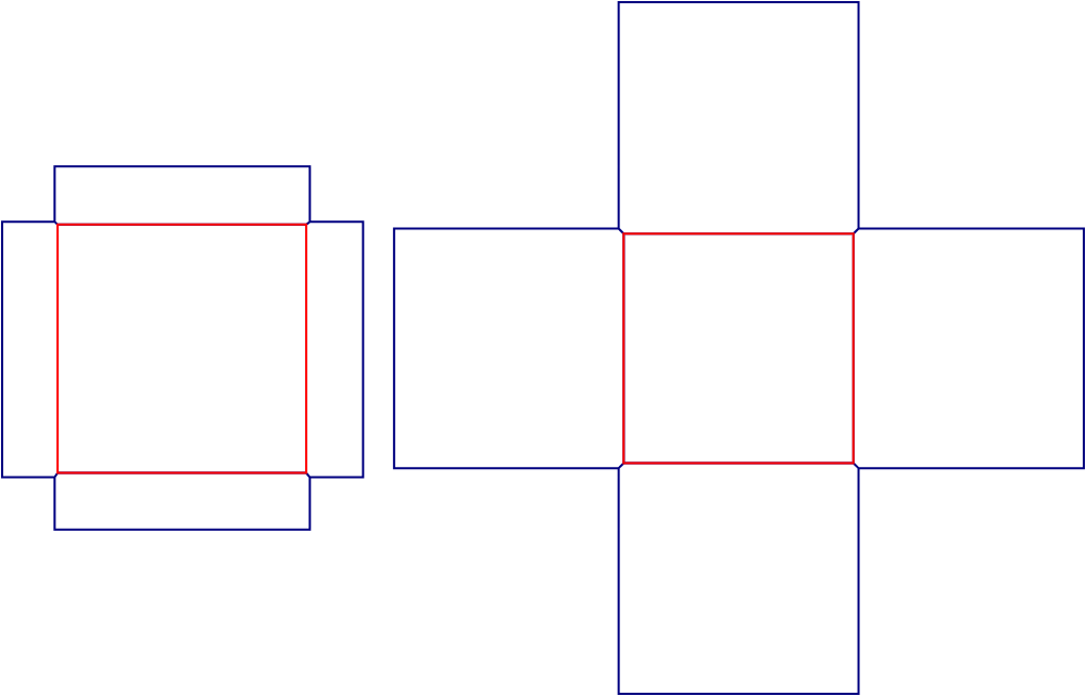 Flat dieline template for lid-and-base boxes, style E60675.