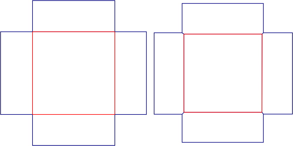 Flat dieline template for lid-and-base boxes, style E60677.