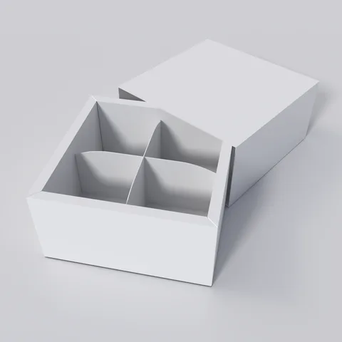 Reference view of four-compartment chocolate gift boxes, style E60681.