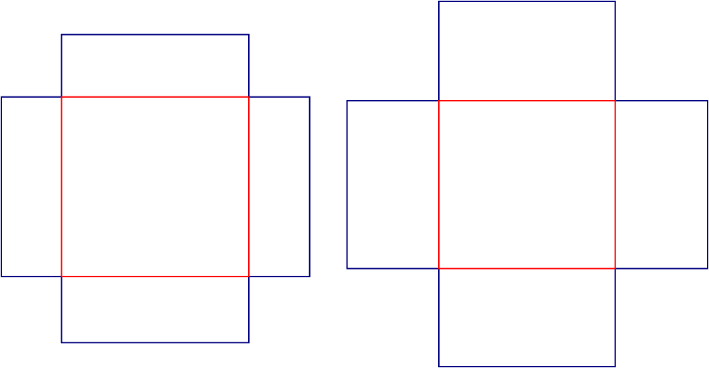 Flat dieline template for lid-and-base boxes, style E60682.