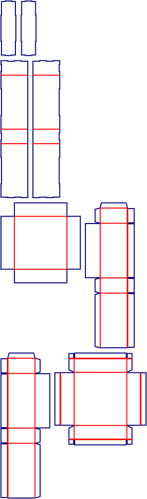 Flat dieline template for double-door rigid drawer boxes, style E60726.