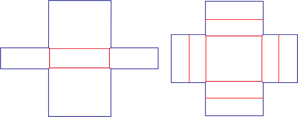 Flat dieline template for rigid drawer boxes, style E60741.
