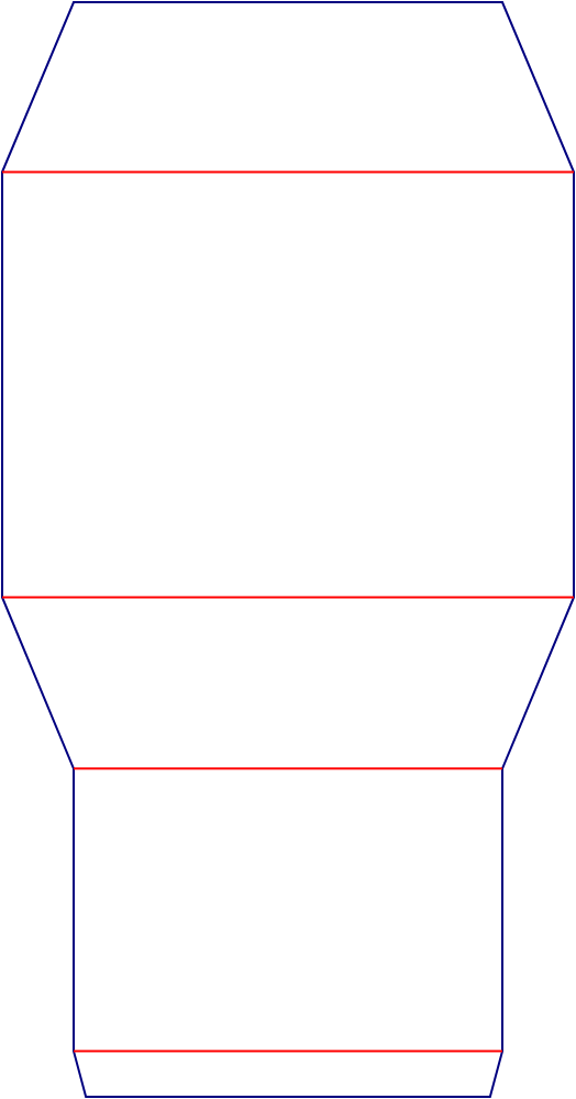 Flat dieline template for trapezoidal packaging sleeves, style E60770.