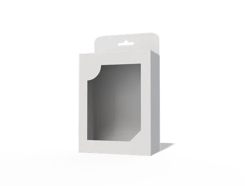 Reference view of hanging toy cartons with windows, style E60796.