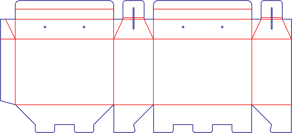 Flat dieline template for gable boxes, style E60825.