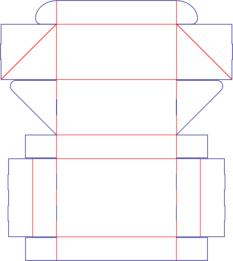 Flat dieline template for gable boxes, style E60859.