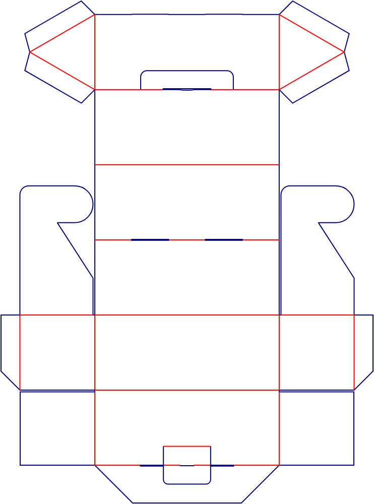 Flat dieline template for gable boxes, style E60862.