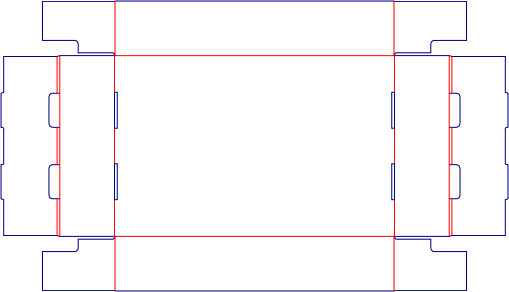 Flat dieline template for packaging trays, style E60878.