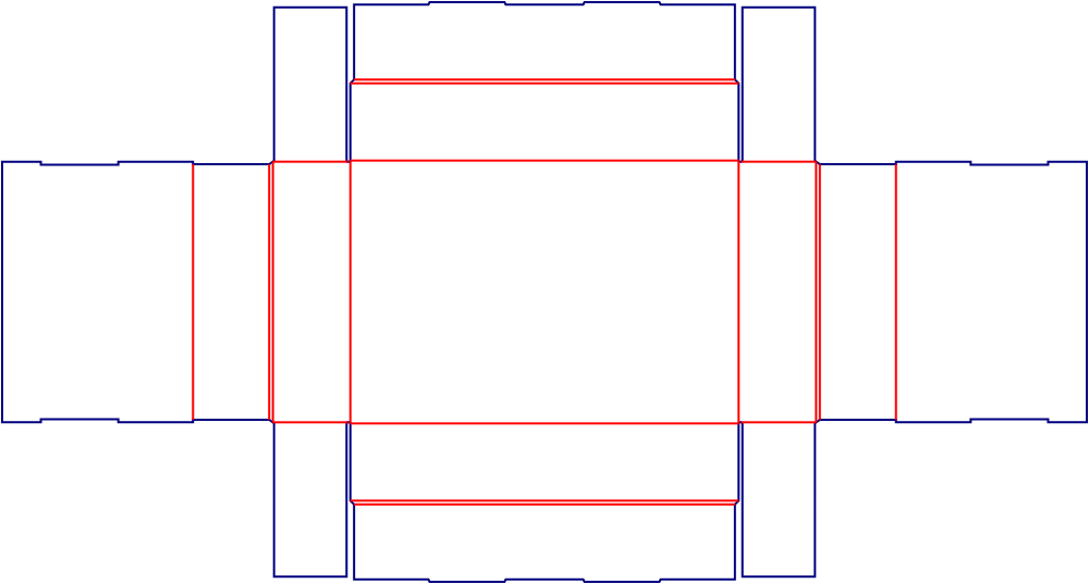 Flat dieline template for packaging trays, style E60888.