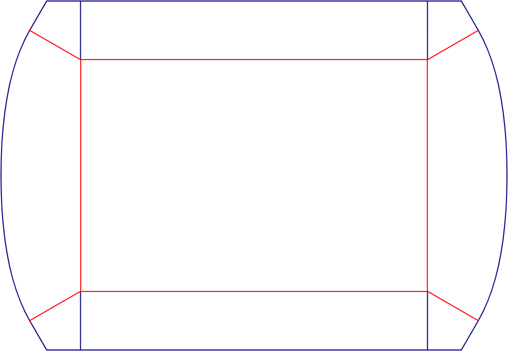 Flat dieline template for packaging trays, style E60897.