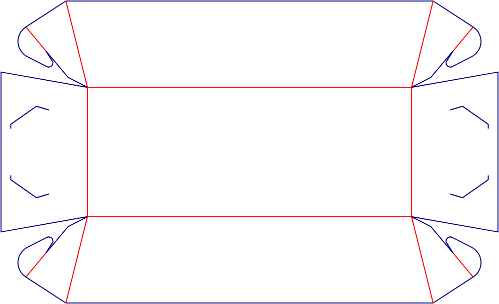 Flat dieline template for rectangular food trays, style E60898.
