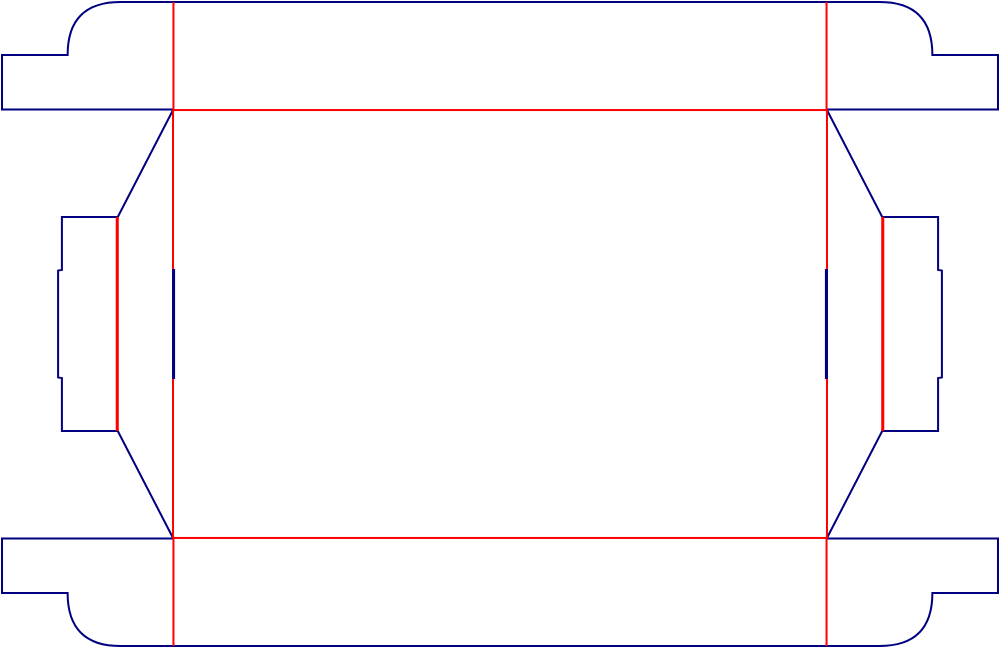 Flat dieline template for packaging trays, style E60904.