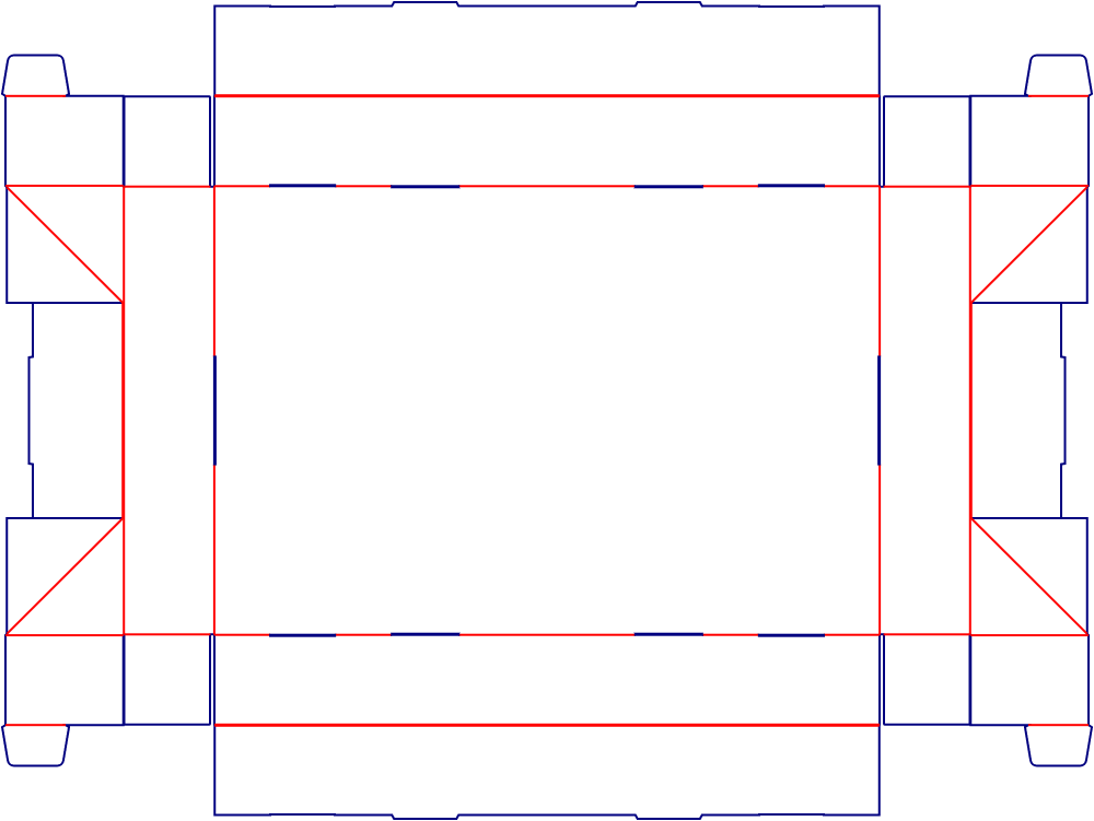 Flat dieline template for packaging trays, style E60906.