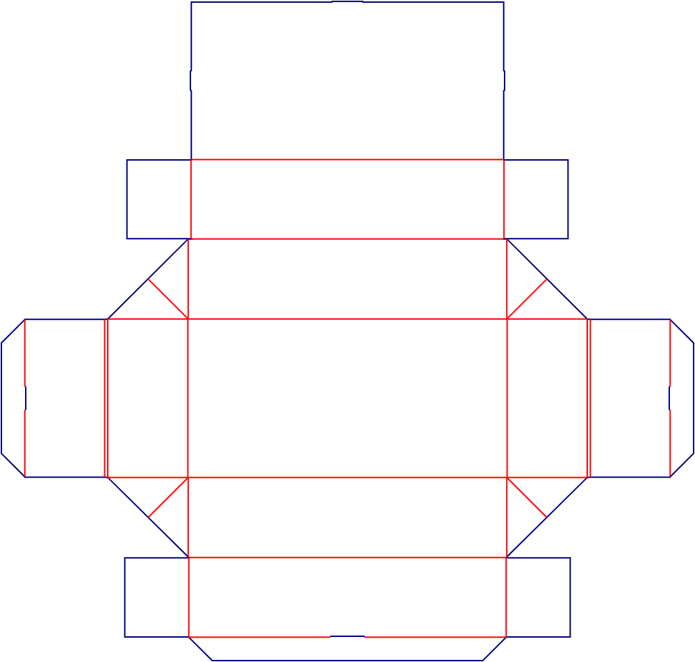 Flat dieline template for packaging trays, style E60911.