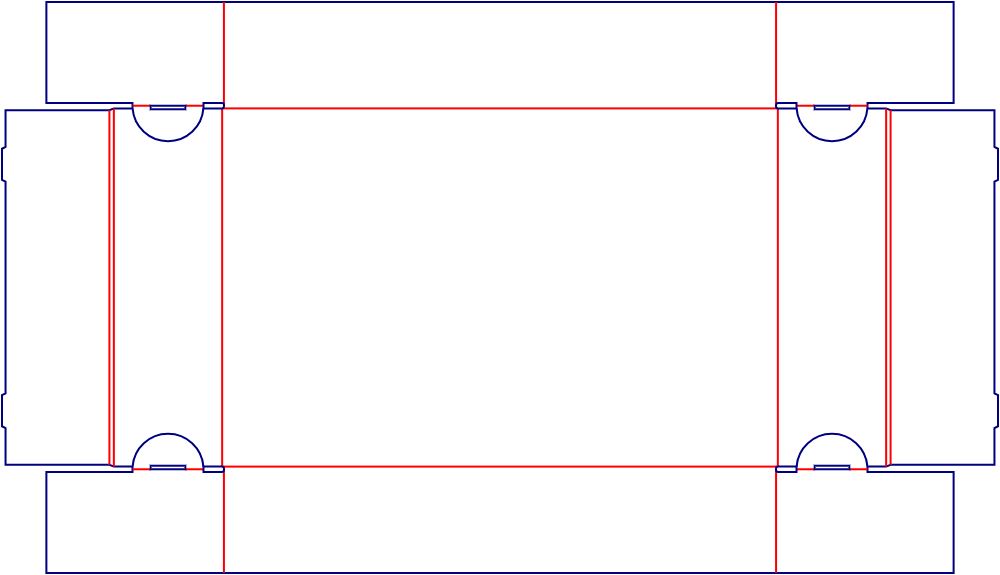 Flat dieline template for packaging trays, style E60912.