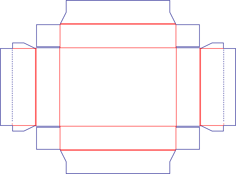 Flat dieline template for packaging trays, style E60913.