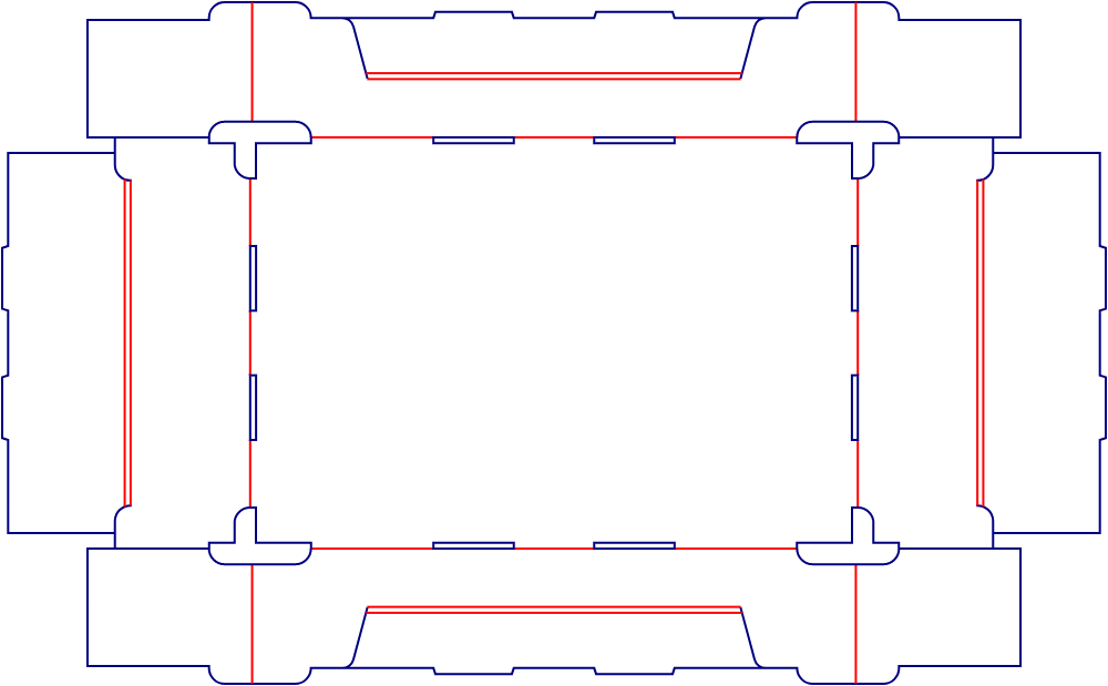 Flat dieline template for packaging trays with auto-lock bases, style E60915.