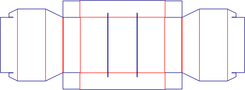 Flat dieline template for packaging trays, style E60916.