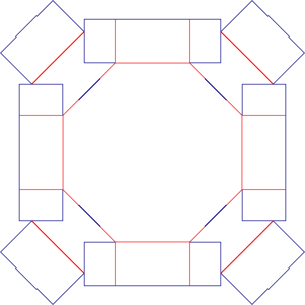 Flat dieline template for octagonal packaging trays, style E60926.