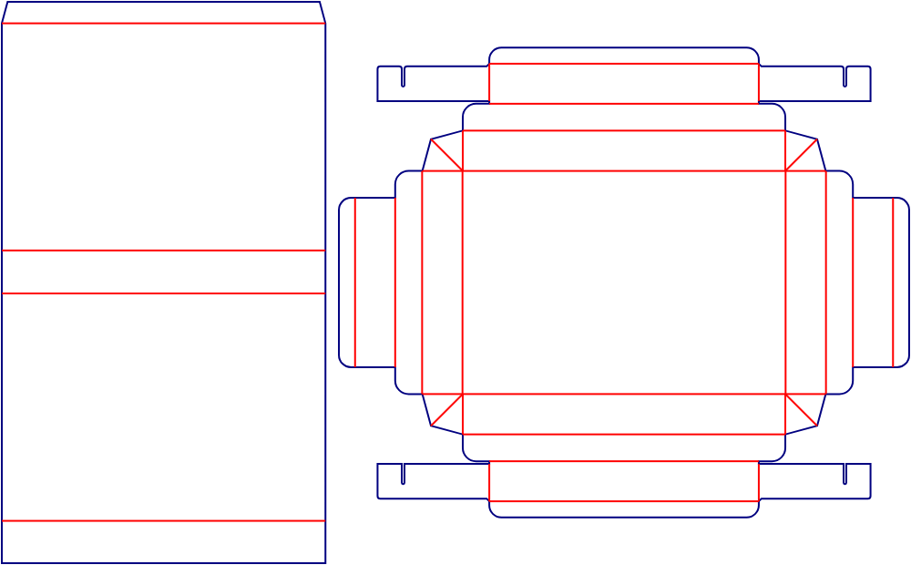 Flat dieline template for sleeve-and-drawer boxes, style E60927.