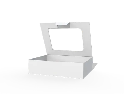 Reference view of hinged-lid bakery boxes with windows, style E60956.