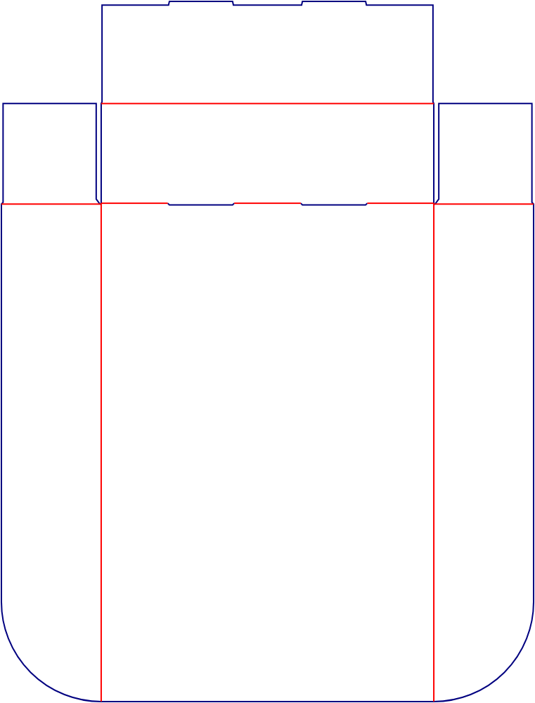 Flat dieline template for retail displays, style E60959.