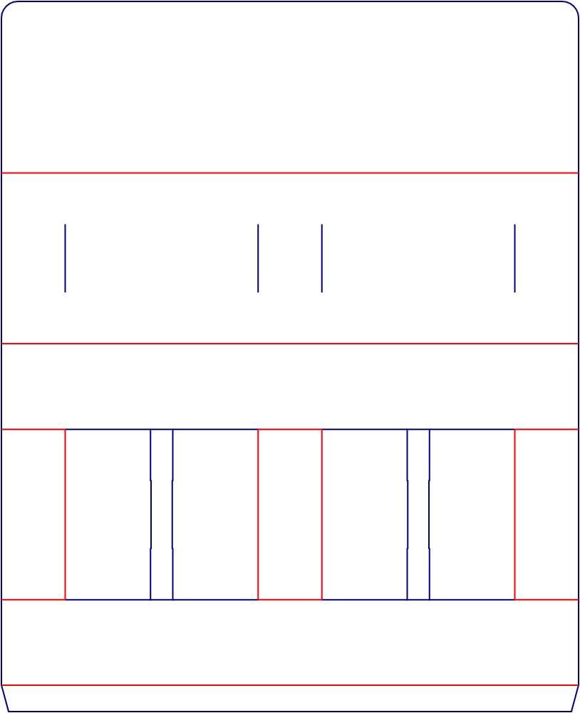 Flat dieline template for two-compartment display trays, style E60960.