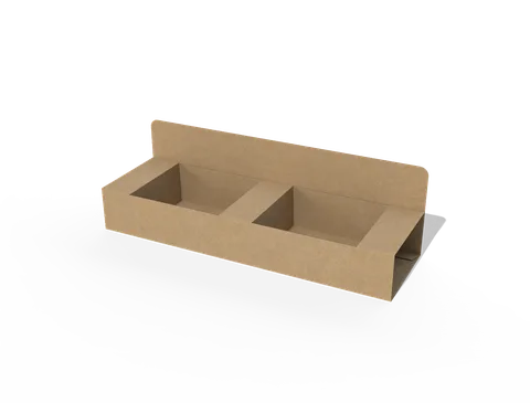Reference view of two-compartment display trays, style E60960.