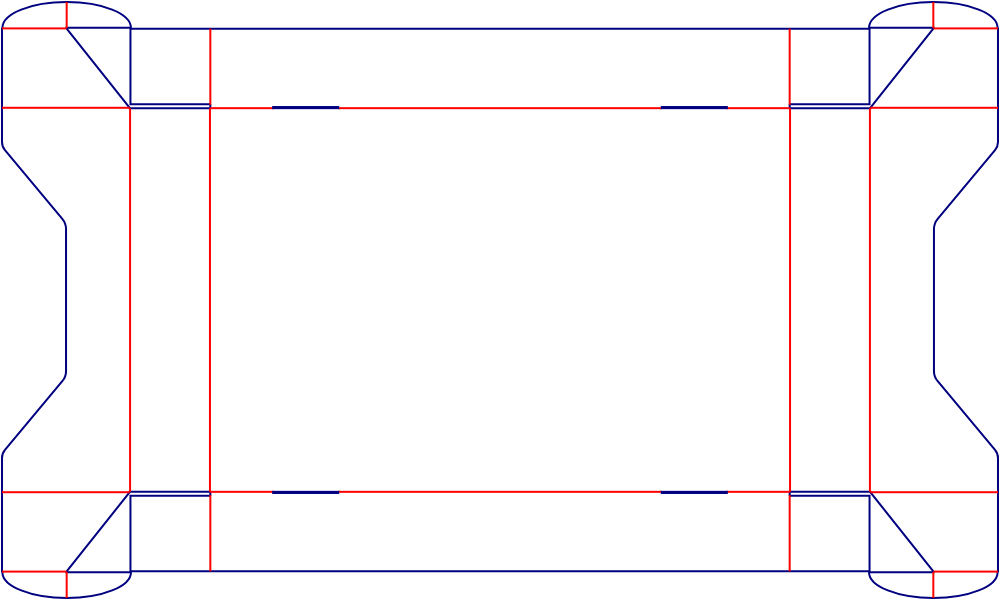 Flat dieline template for counter display trays, style E60970.