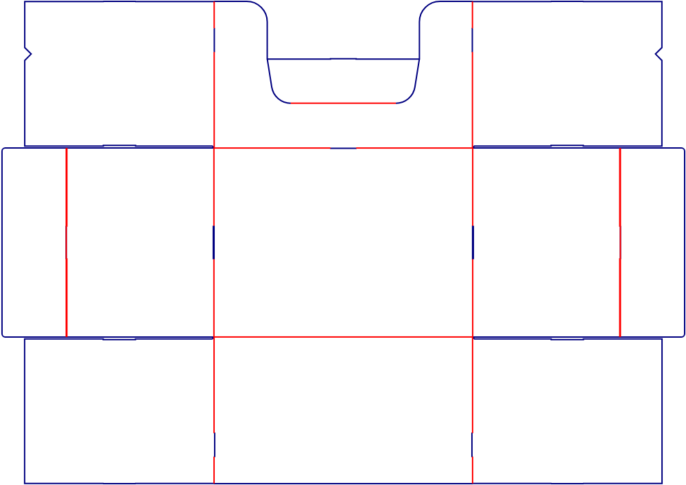 Flat dieline template for retail displays, style E60972.