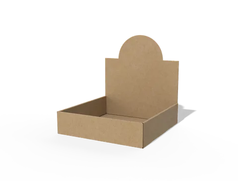 Reference view of counter display trays with display back panels, style E60977.