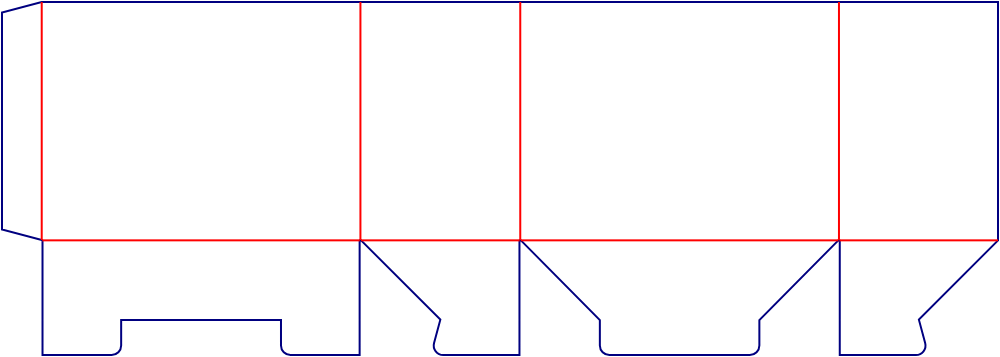Flat dieline template for sandwich boxes, style E60992.