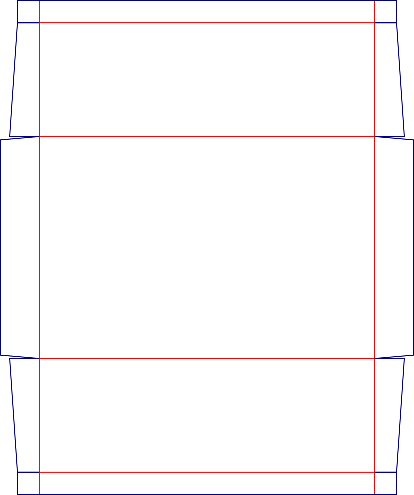 Flat dieline template for counter display trays, style E60993.