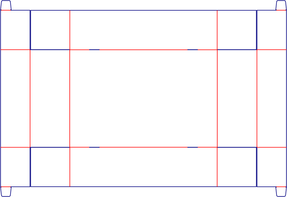 Flat dieline template for counter display trays, style E61006.