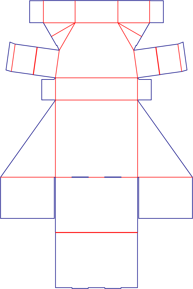 Flat dieline template for display stands with sloped supports, style E61038.
