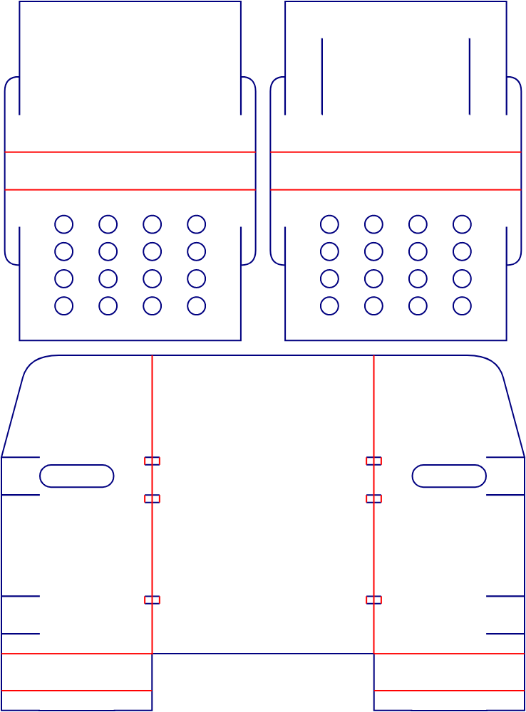 Flat dieline template for display stands, style E61054.