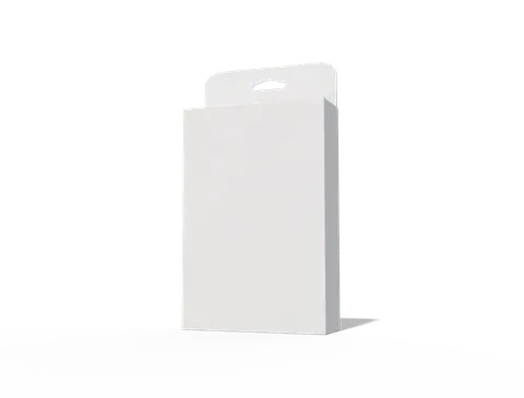 Reference view of hanging cartons with triangular hanging holes, style E61059.