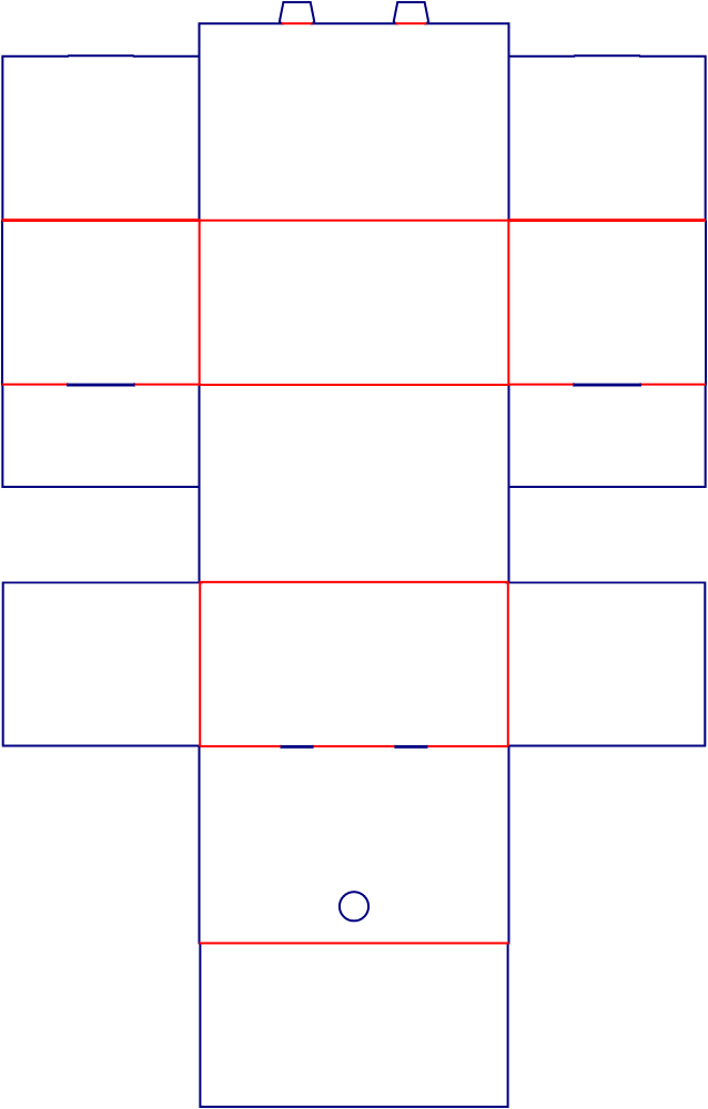 Flat dieline template for hinged-lid boxes, style E61078.