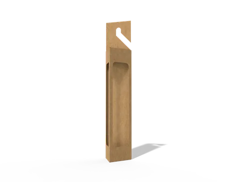 Reference view of triangular hanging window cartons, style E61113.