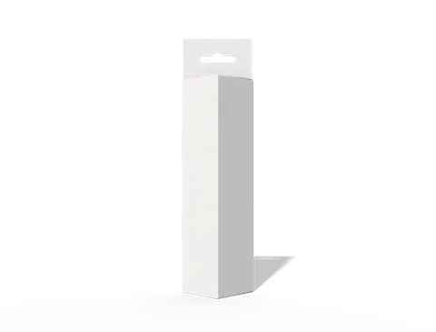 Reference view of triangular hanging cartons with side locking tabs, style E61118.