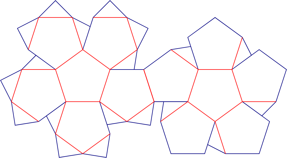 Flat dieline template for dodecahedral boxes, style E61140.