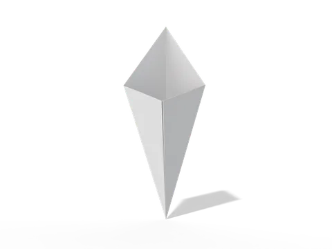 Reference view of triangular french fry cartons, style E61161.