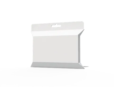 Reference view of hanging cartons with beveled edges, style E61182.