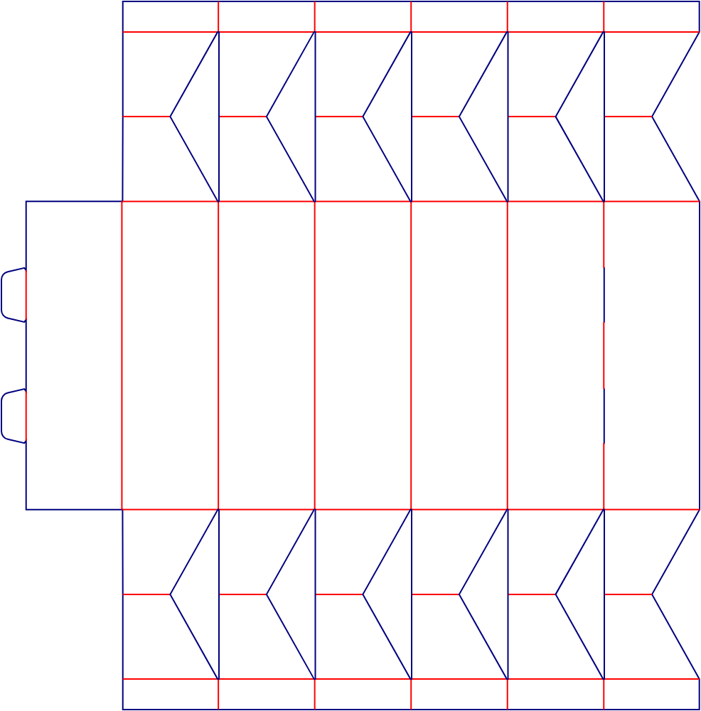 Flat dieline template for octagonal boxes, style E61192.