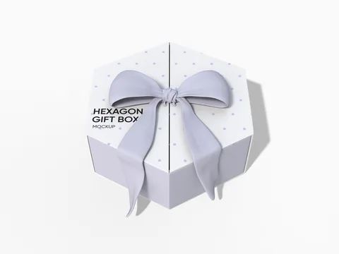 Reference view of hexagonal boxes with ribbon details, style E61198.