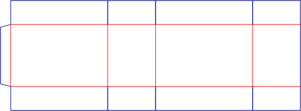 Flat dieline template for shipping cartons, style E61200.